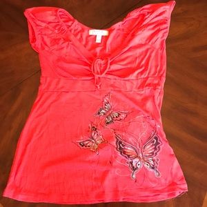 Coral short sleeve maternity top size large